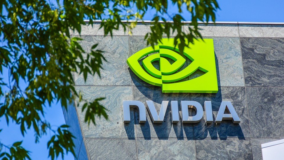 The logo of Nvidia on their office building