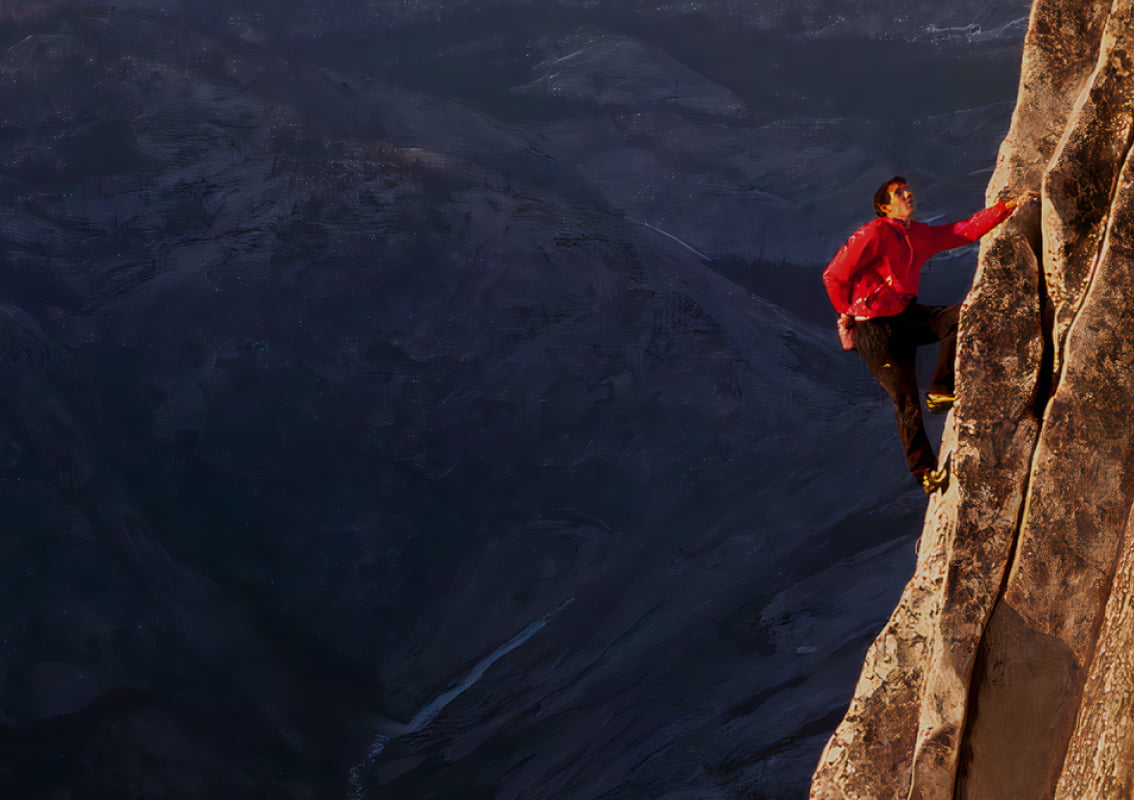 Alex Honnold on the rock