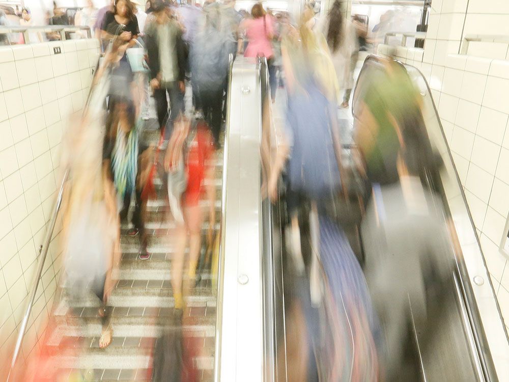 A crowded subway stop in Toronto. Canada's economy does not look in such great shape when viewed through the lens of its population boom. 