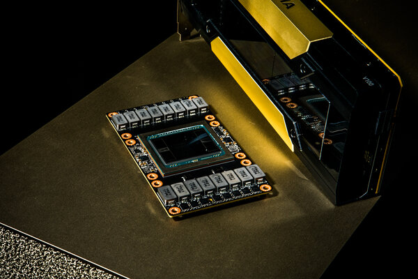 A rectangular computer-processing unit sits on a shelf.
