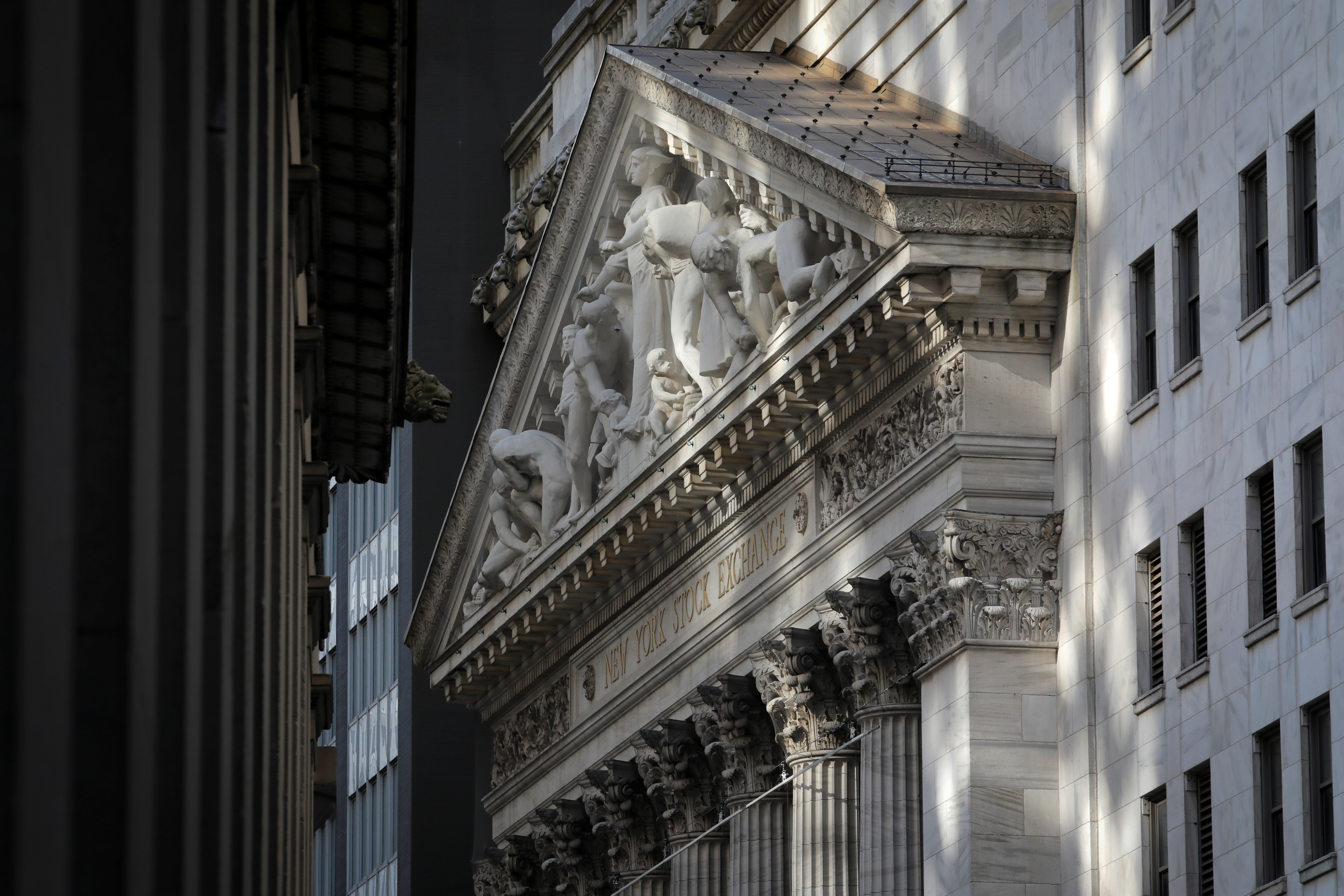 New York Stock Exchange (NYSE) building after the start of Thursday's trading session in New York