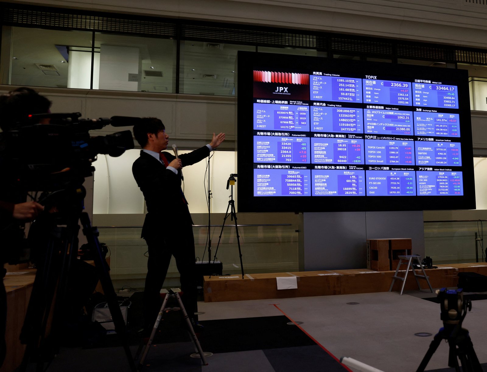 Ceremony marking the end of trading in 2023 at the Tokyo Stock Exchange (TSE) in Tokyo