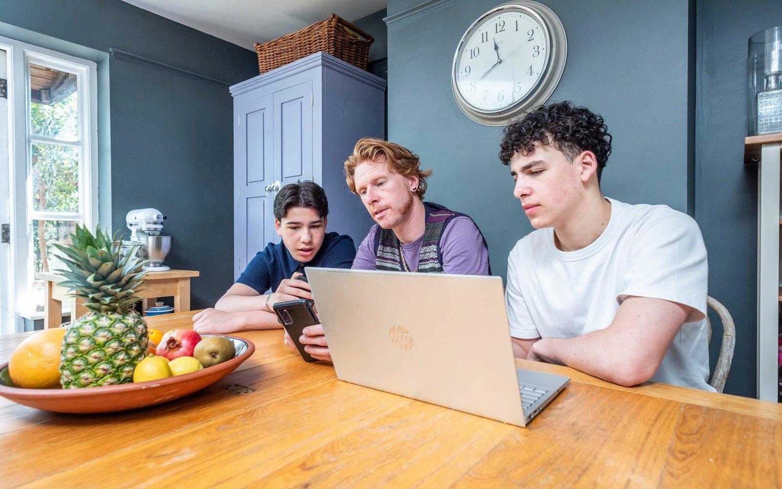 Ross Barden and two of his sons, Noah, 18 (white top), and Ruben, 14 (blue top).
