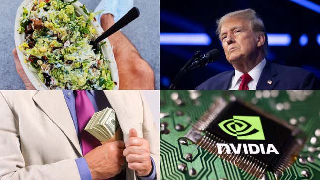 Image for article titled Chipotle's stock split, Trump Media's slide, Nvidia's rise, and an AI bubble: Markets news roundup