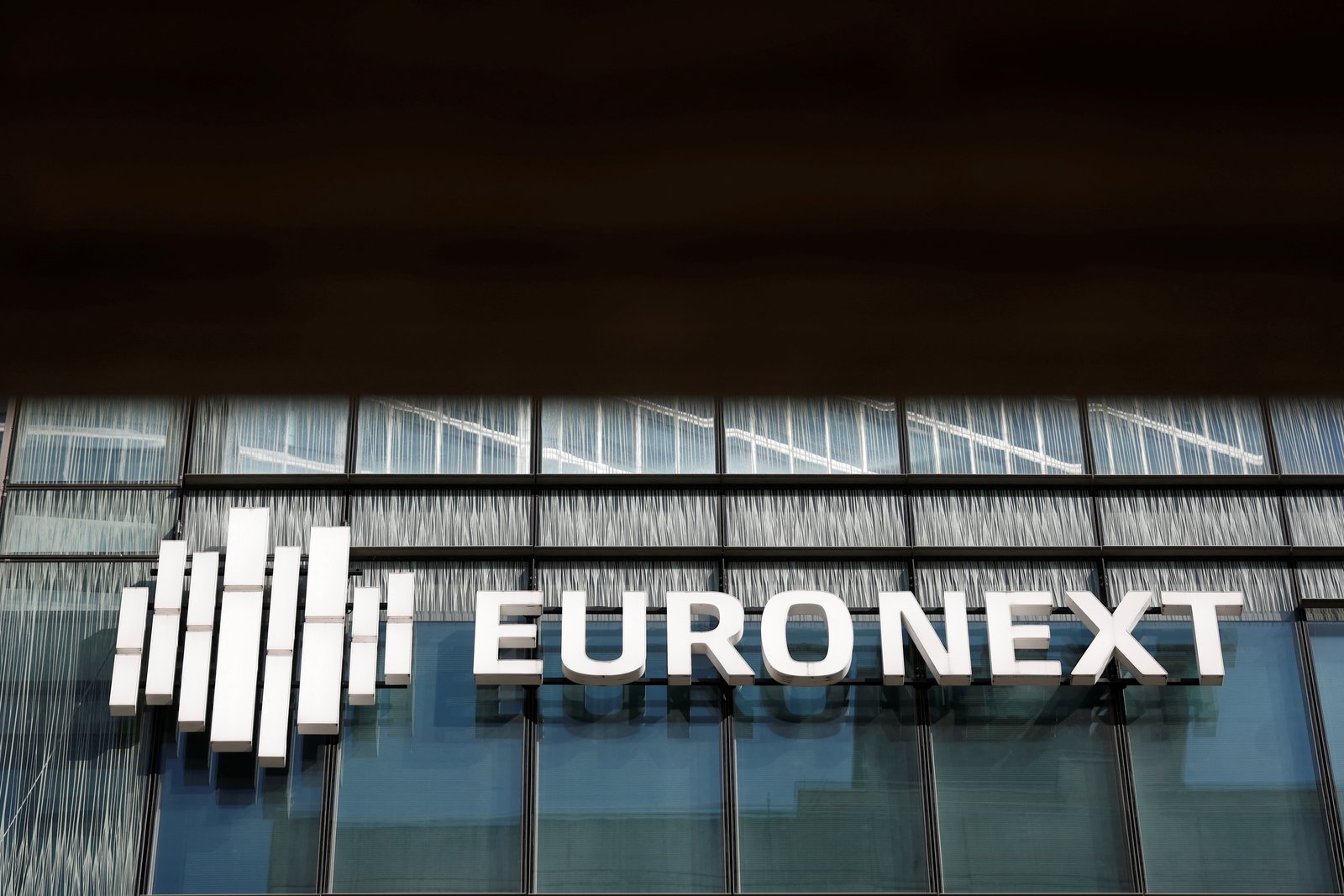 The Euronext stock exchange is pictured at the La Defense business district in Paris