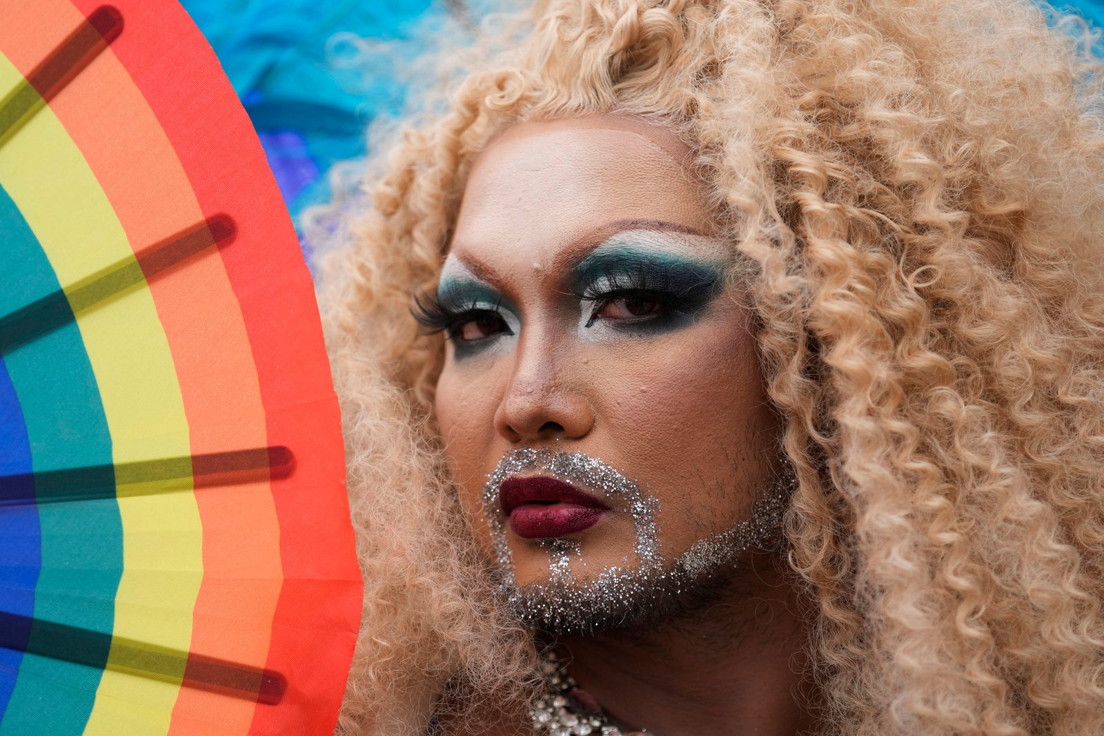 A participant takes part in the Pride Parade in Bangkok, Thailand, Saturday, June 1, 2024. Thailand kicked off its celebration of the LGBTQ+ community's Pride Month with a parade on Saturday, as the country is on the course to become the first nation in Southeast Asia to legalize marriage equality. (AP Photo/Sakchai Lalit)