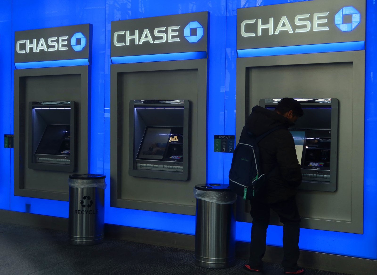 A person uses a Chase bank ATM on February 29, 2024, in New York City. 