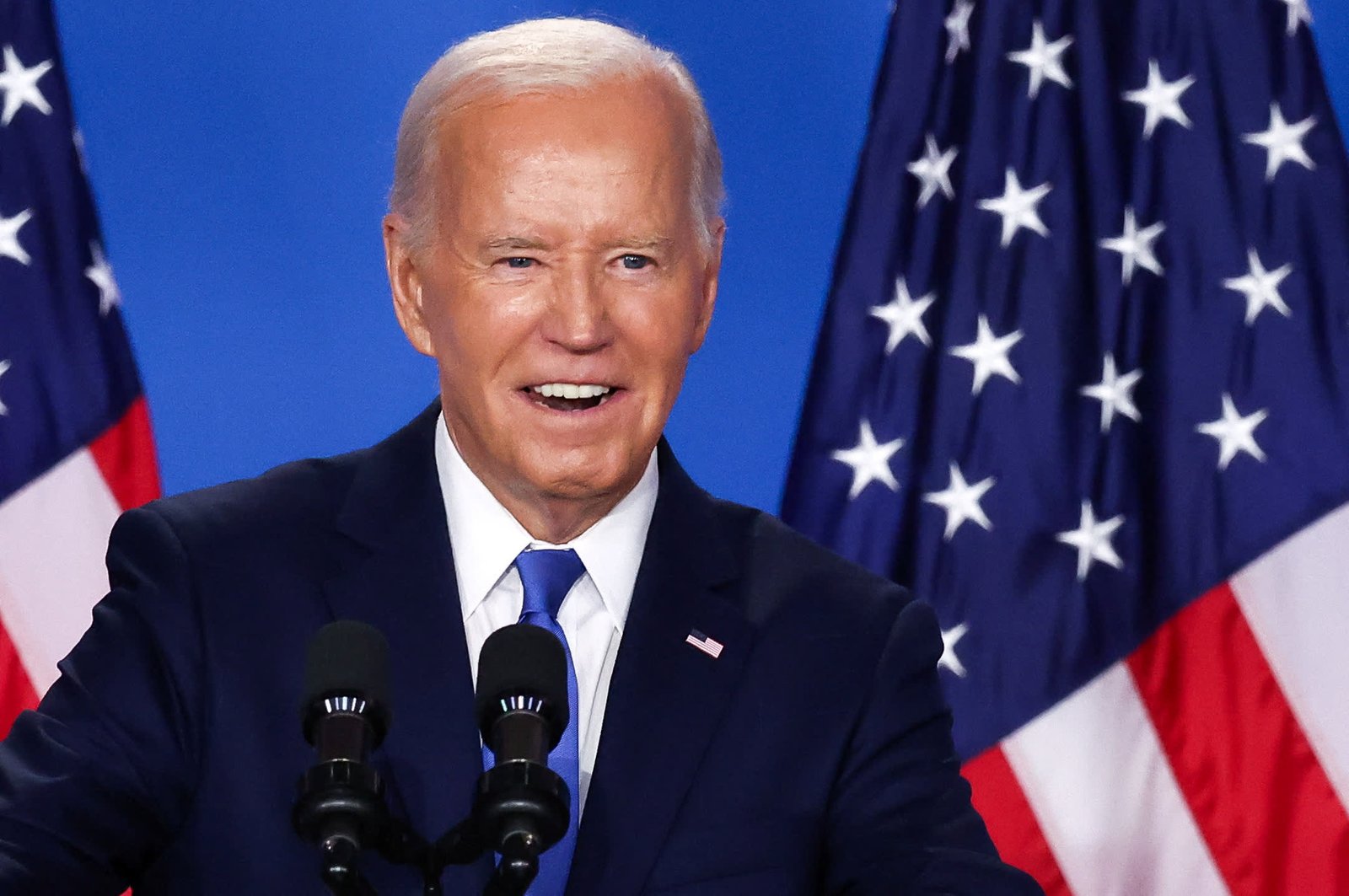 U.S. President Joe Biden reacts at a press conference during NATO's 75th anniversary summit, in Washington, U.S., July 11, 2024. 