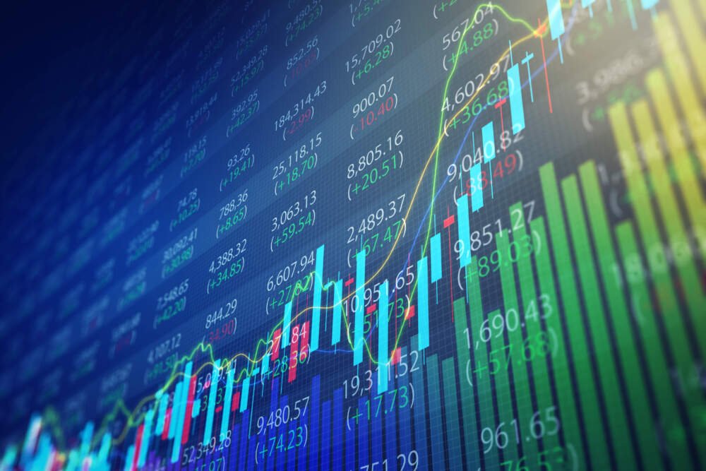 caption: Rising stock market chart. (Yuichiro Chino/Getty Images)