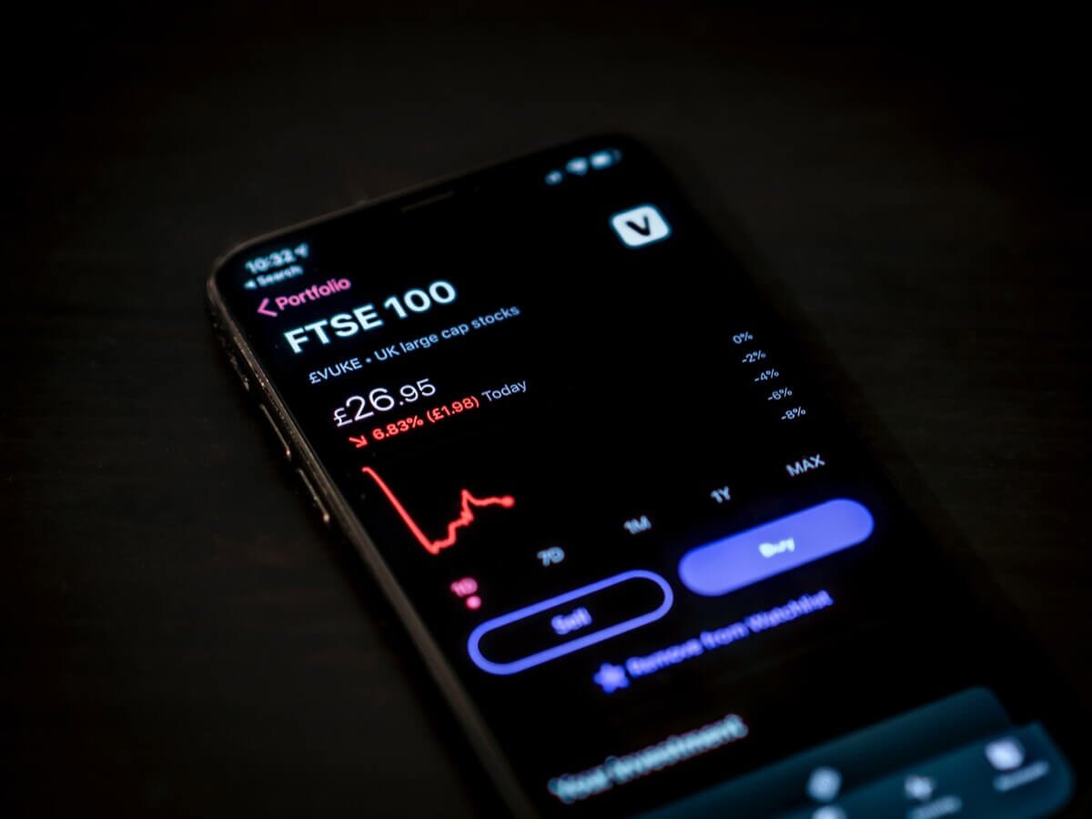 Stock market app on smartphone