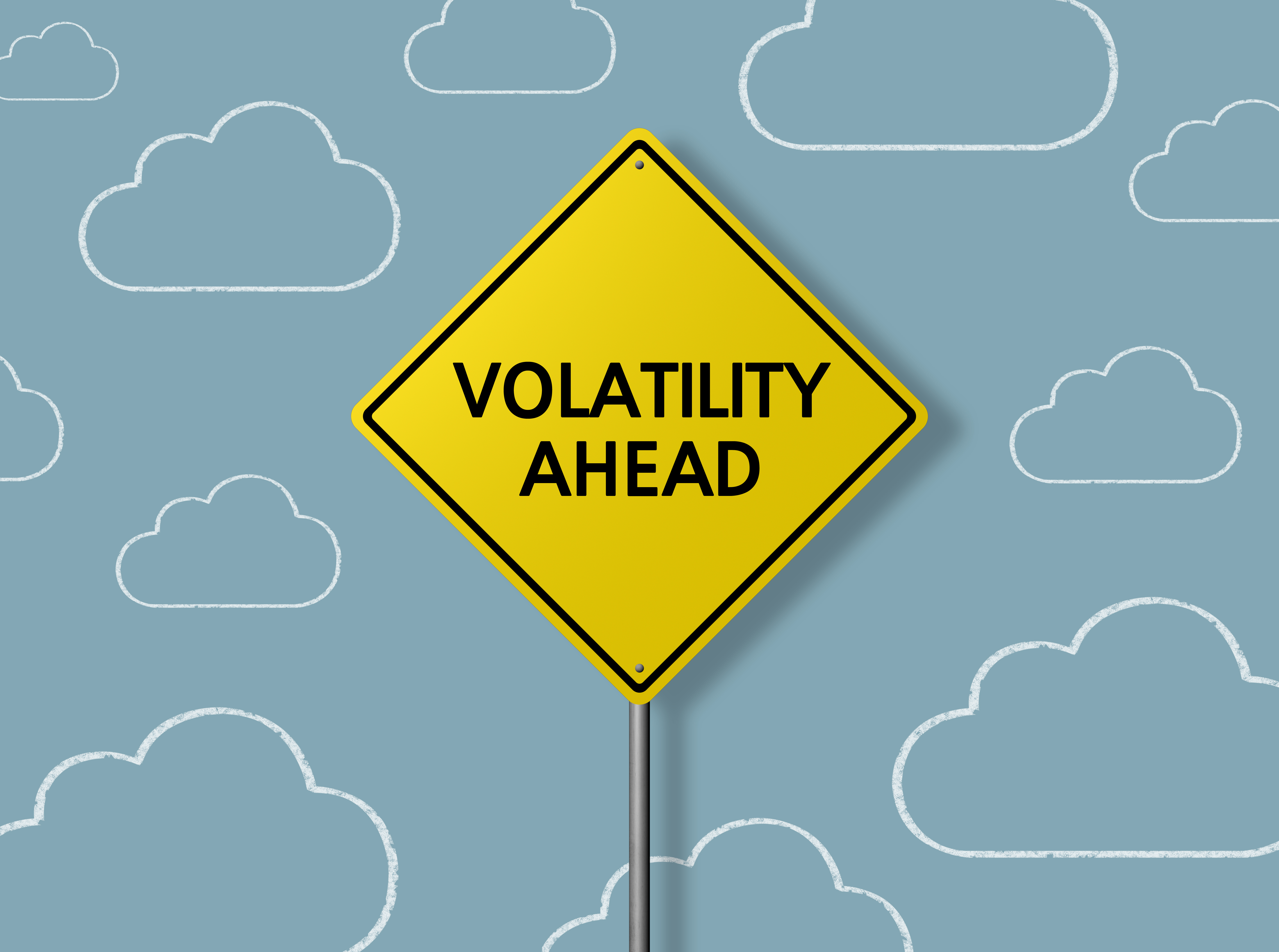 VOLATILITY AHEAD - Business Chalkboard Background