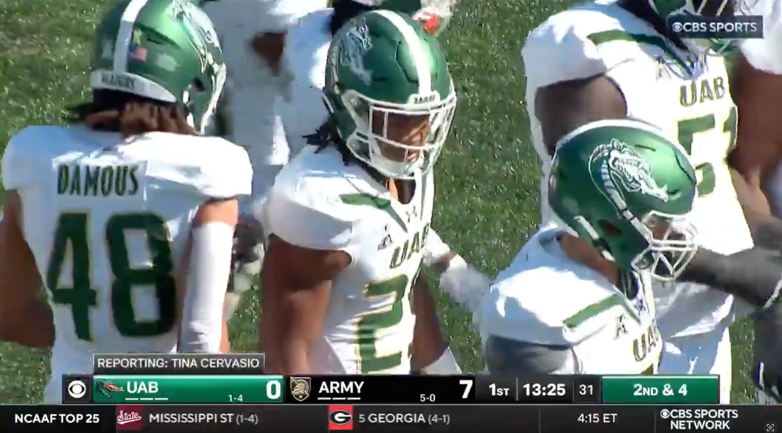 UAB players in their Week 7 game against Army
