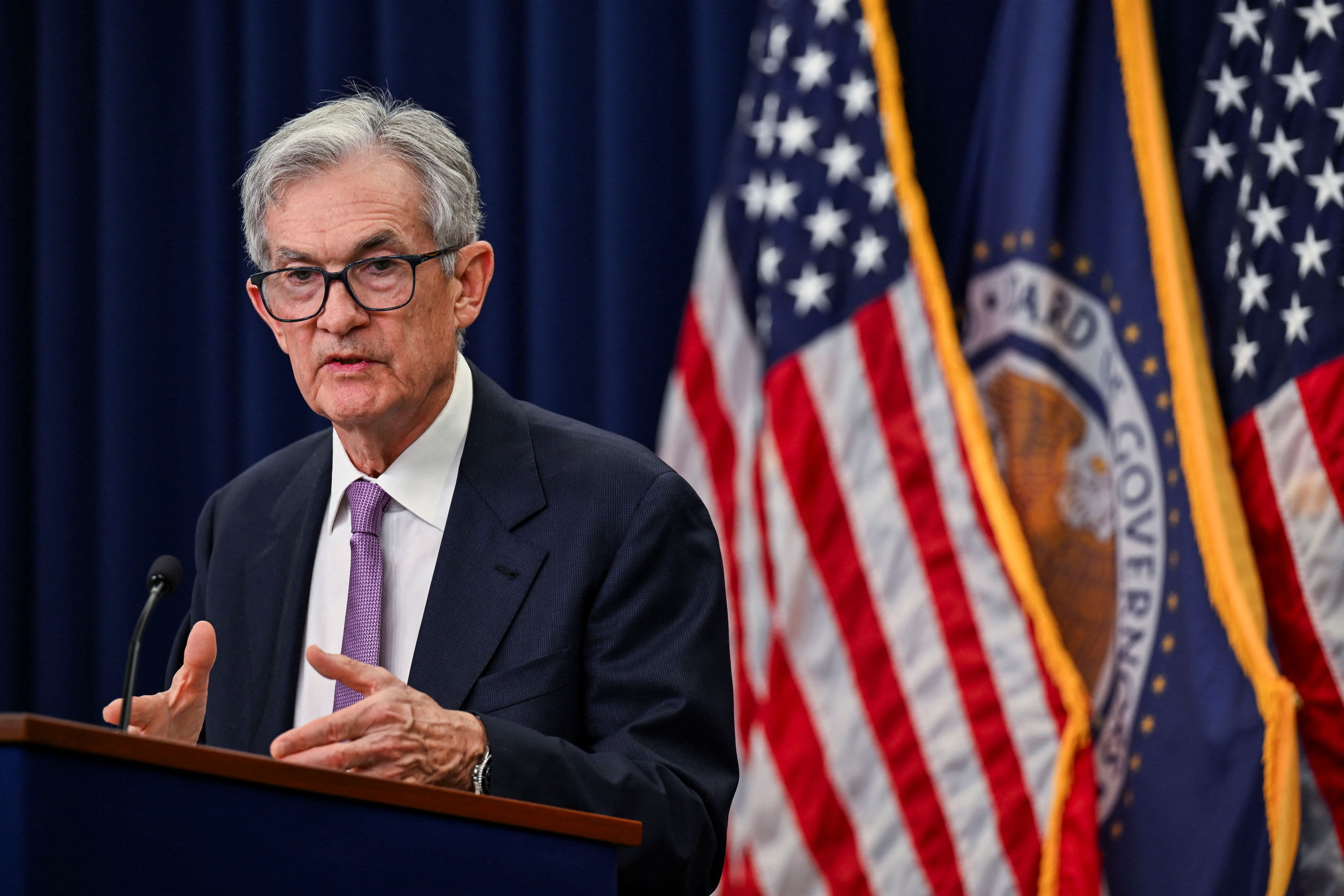 U.S. Federal Reserve Chair Jerome Powell speaks during a press conference following a two-day meeting of the Federal Open Market Committee on interest rate policy in Washington, U.S., November 7, 2024. 