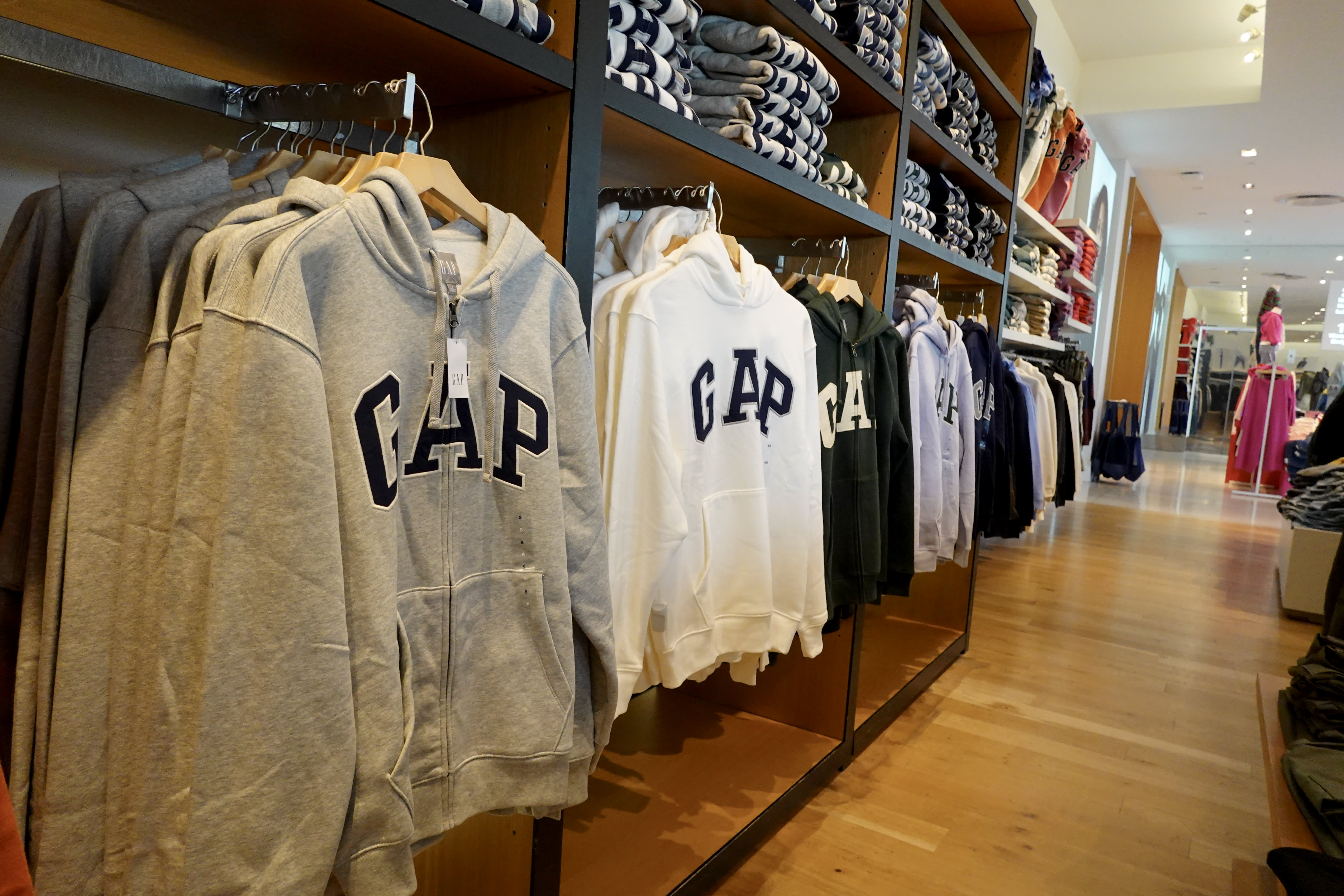 Merchandise on display in a Gap store on November 21, 2024 in Miami Beach, Florida. 