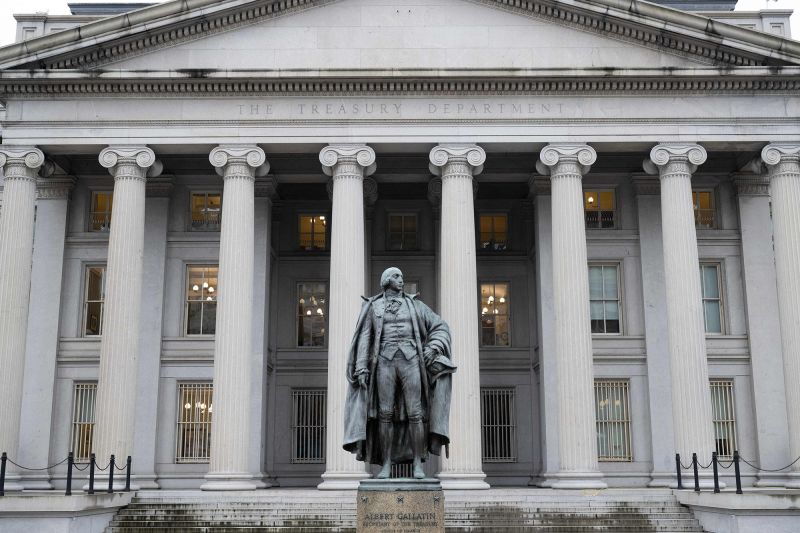 The US Treasury Department building is seen in Washington, DC, January 19, 2023.