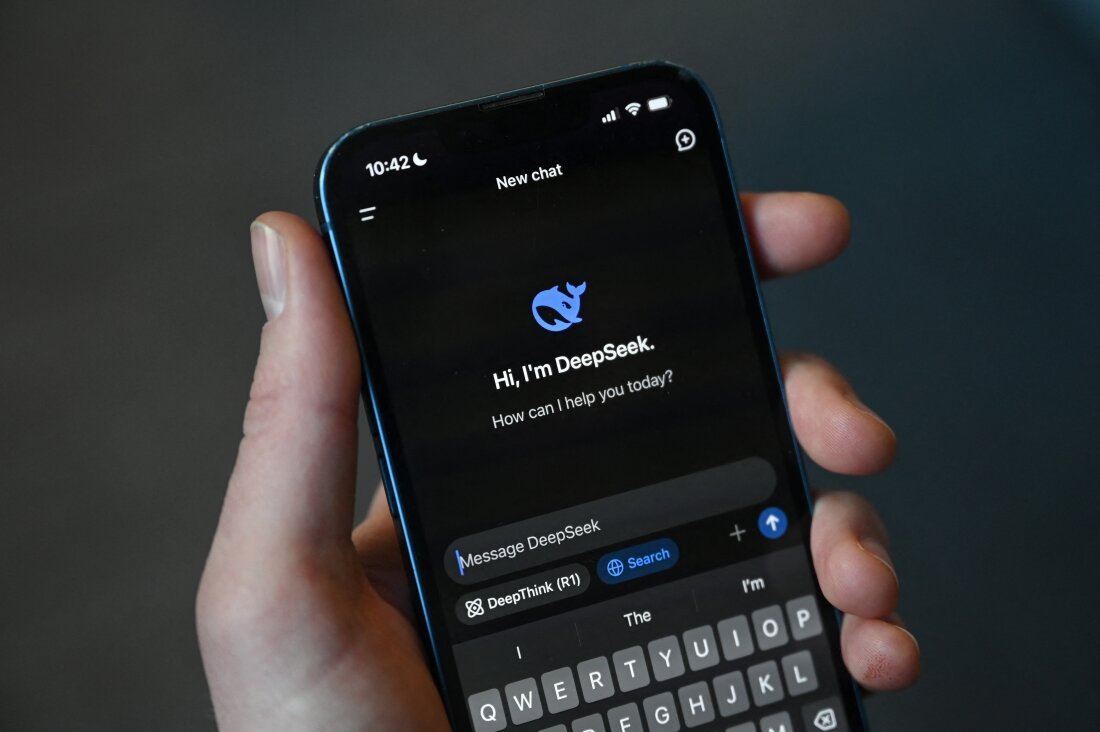 This photo illustration shows the DeepSeek app on a mobile phone in Beijing on January 27, 2025. Chinese firm DeepSeek's artificial intelligence chatbot has soared to the top of the Apple Store's download charts. (Photo by GREG BAKER / AFP) (Photo by GREG BAKER/AFP via Getty Images)
