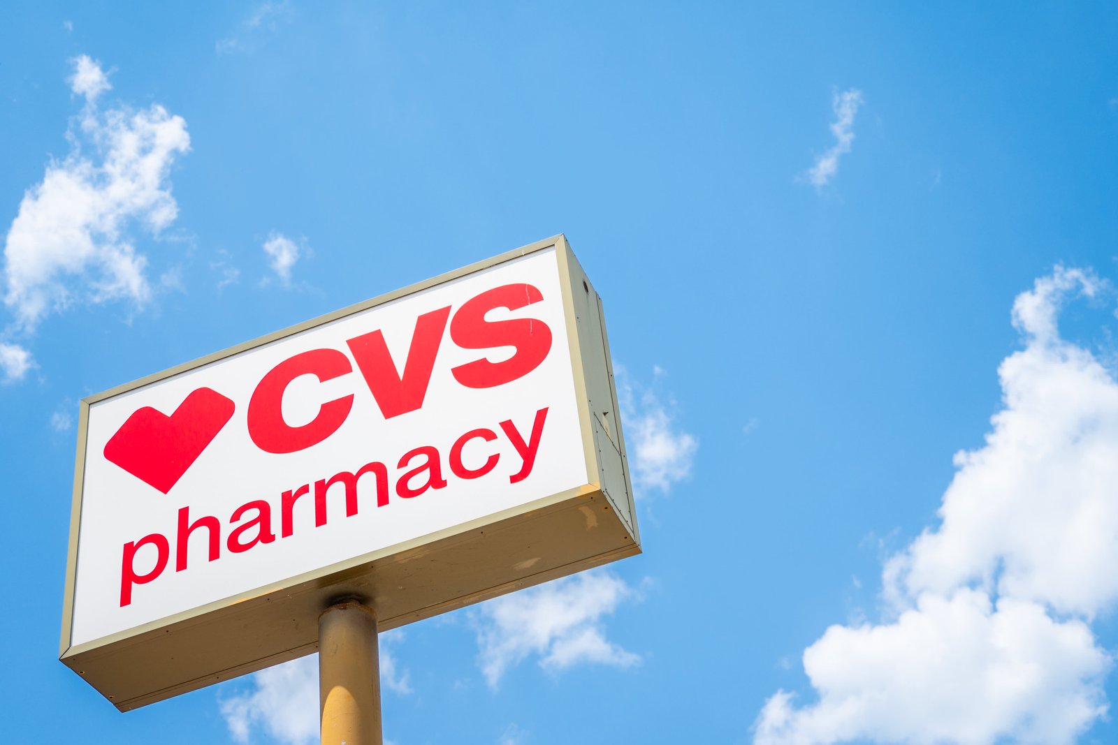 The CVS pharmacy logo is seen outside of a storefront on August 07, 2024 in Austin, Texas. 