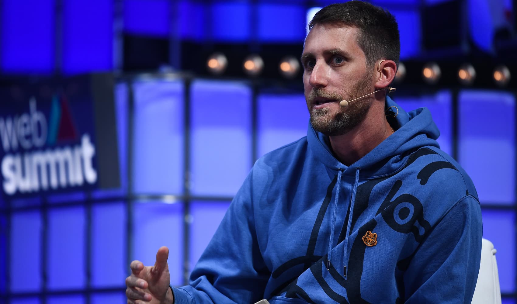 Assaf Rappaport, Wiz, on Centre Stage during day one of Web Summit 2021 at the Altice Arena in Lisbon, Portugal. 