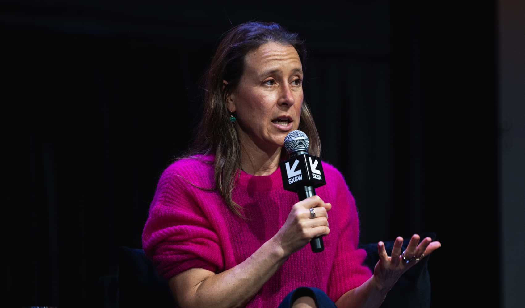 Anne Wojcicki, co-founder and chief executive officer of 23andme Inc., during the South by Southwest (SXSW) festival in Austin, Texas, US, on Friday, March 10, 2023. 