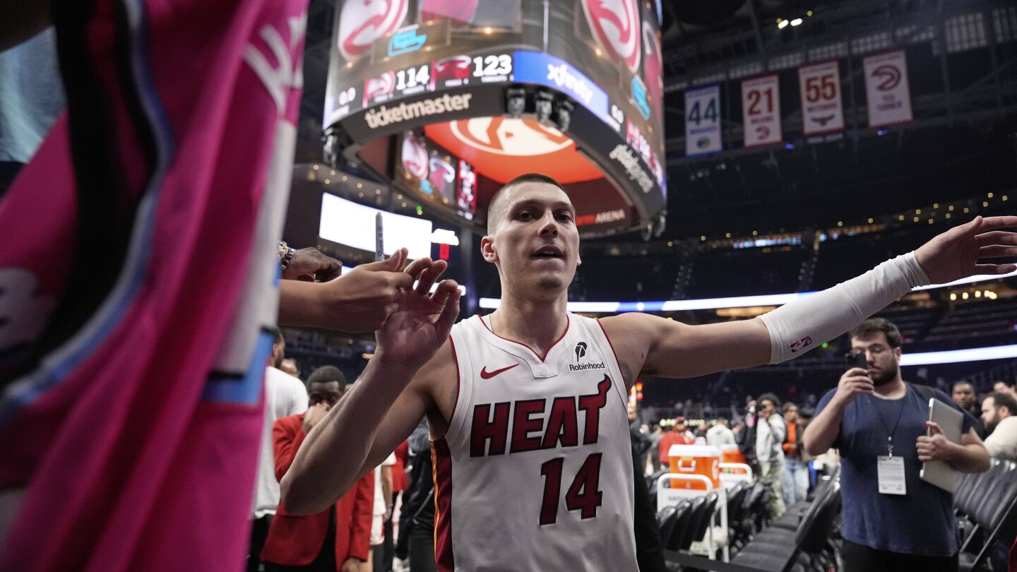 herro-scores-30-points-to-lead-heat-past-hawks-123-114-in-play-in-and-into-nba-playoffs