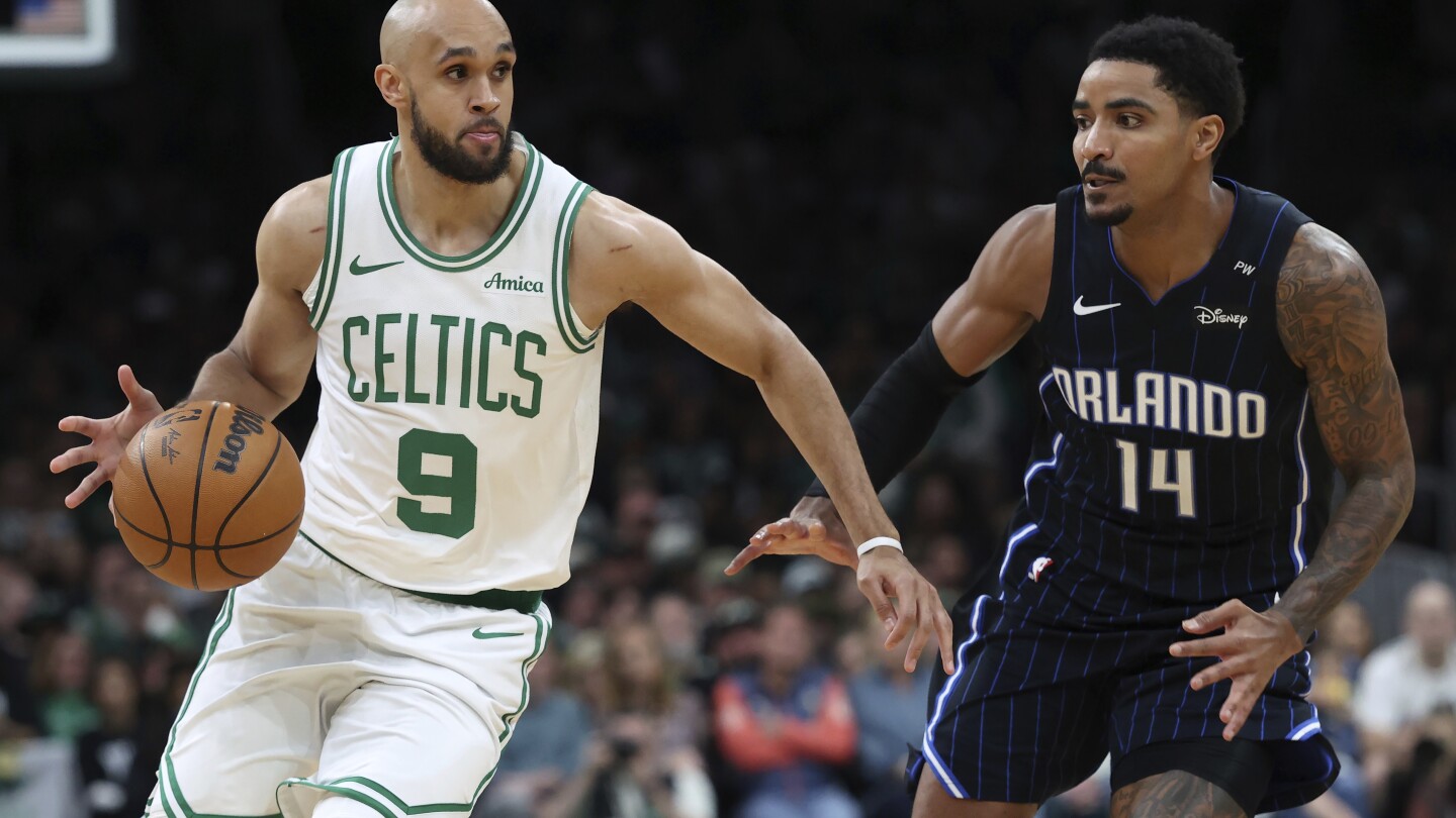 derrick-white-scores-30,-tatum-stays-in-game-after-fall-and-celtics-beat-magic-103-86-in-game-1