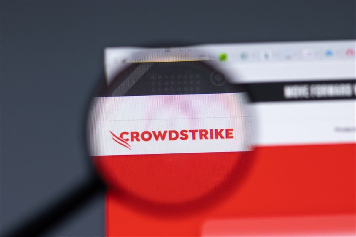 New York, USA - 17 February 2021: CrowdStrike logo close up on website page, Illustrative Editorial