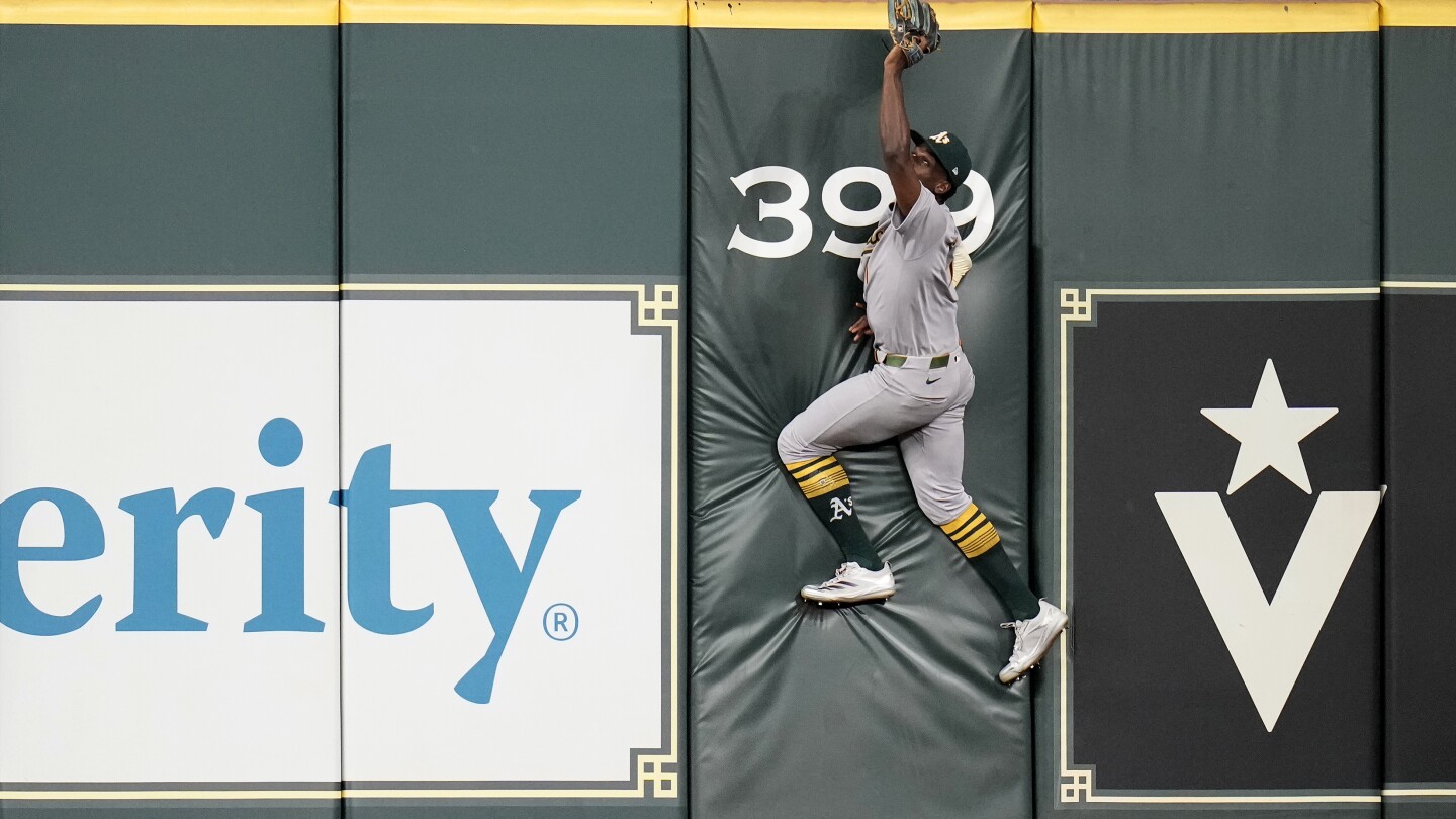 athletics-rookie-clarke-makes-another-spectacular-catch,-robs-angels’-schanuel-of-home-run