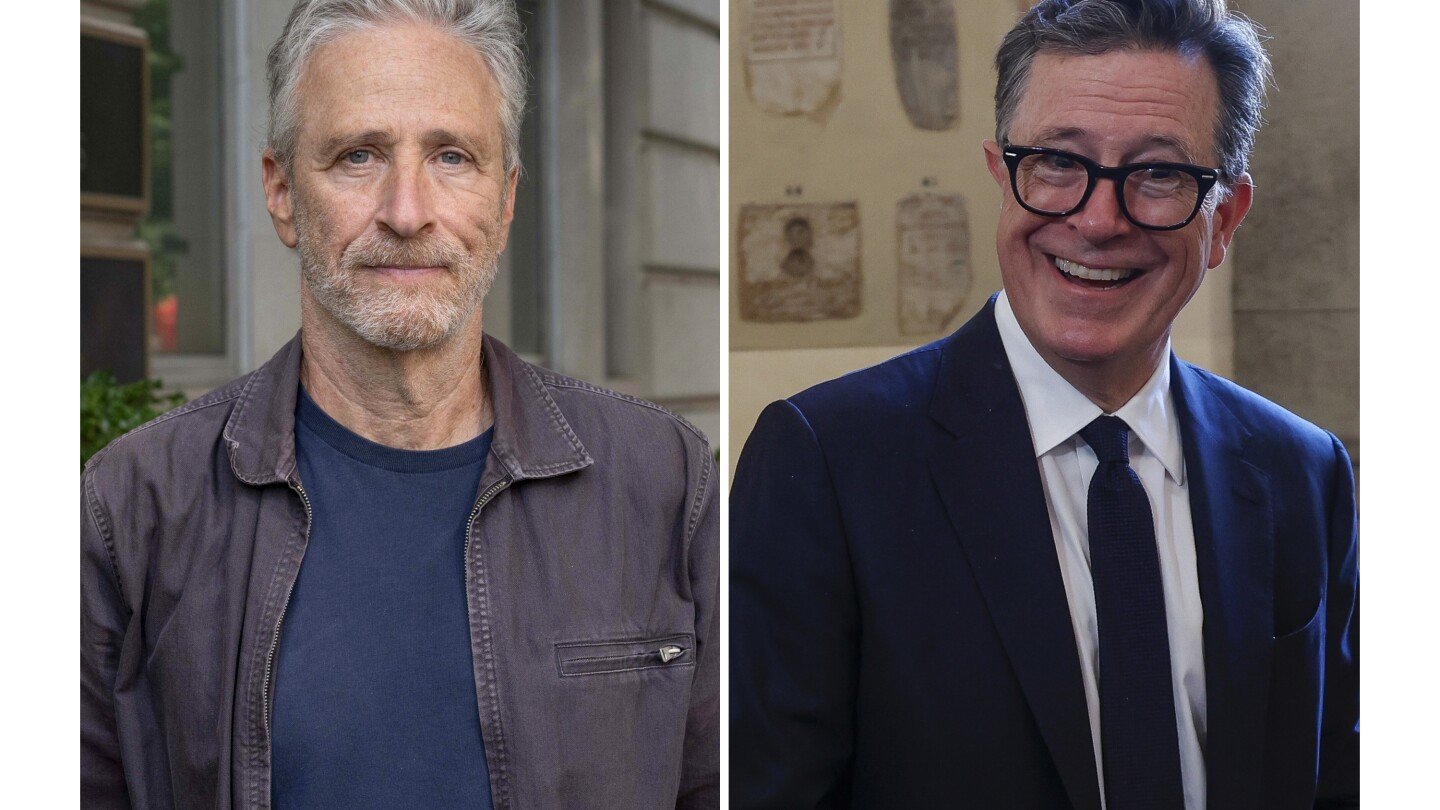 the-paramount-comics,-colbert-and-stewart,-are-sharp-critics-of-the-’60-minutes’-deal