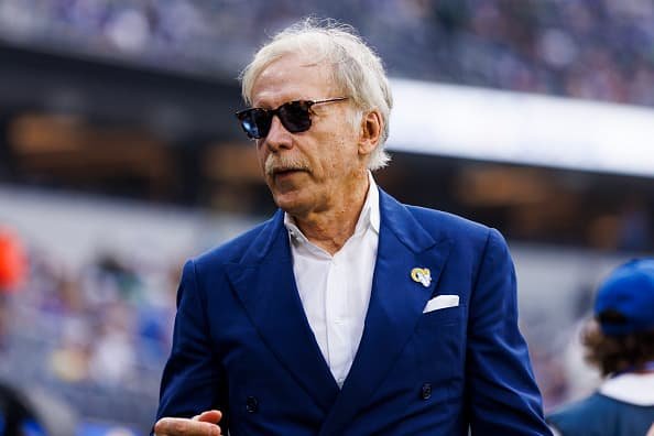 Stan Kroenke of the Los Angeles Rams on the sideline during a game against the Philadelphia Eagles at SoFi Stadium on October 8, 2023 in Inglewood, California. 