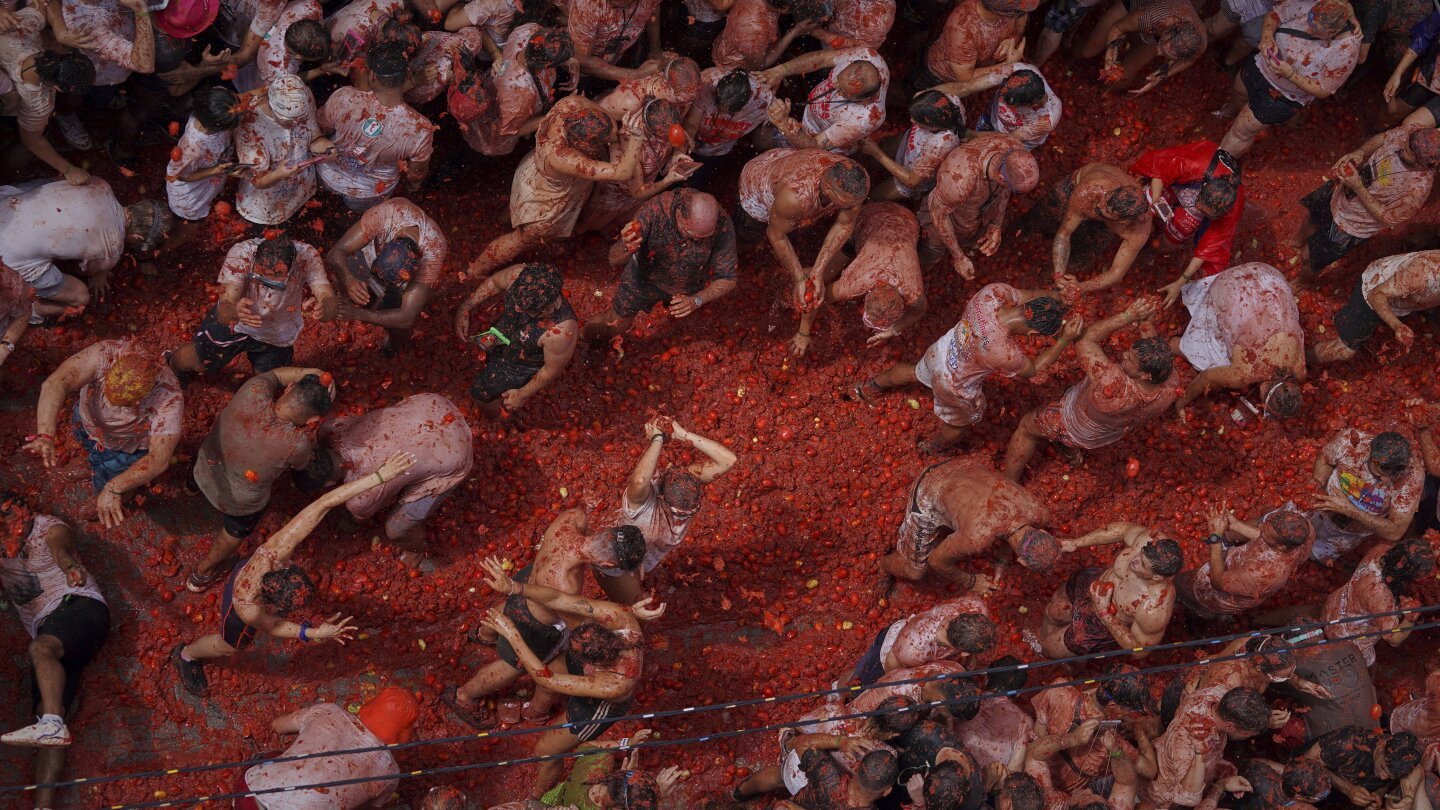 tons-of-overripe-tomatoes-become-projectiles-in-spain’s-‘tomatina’-food-fight