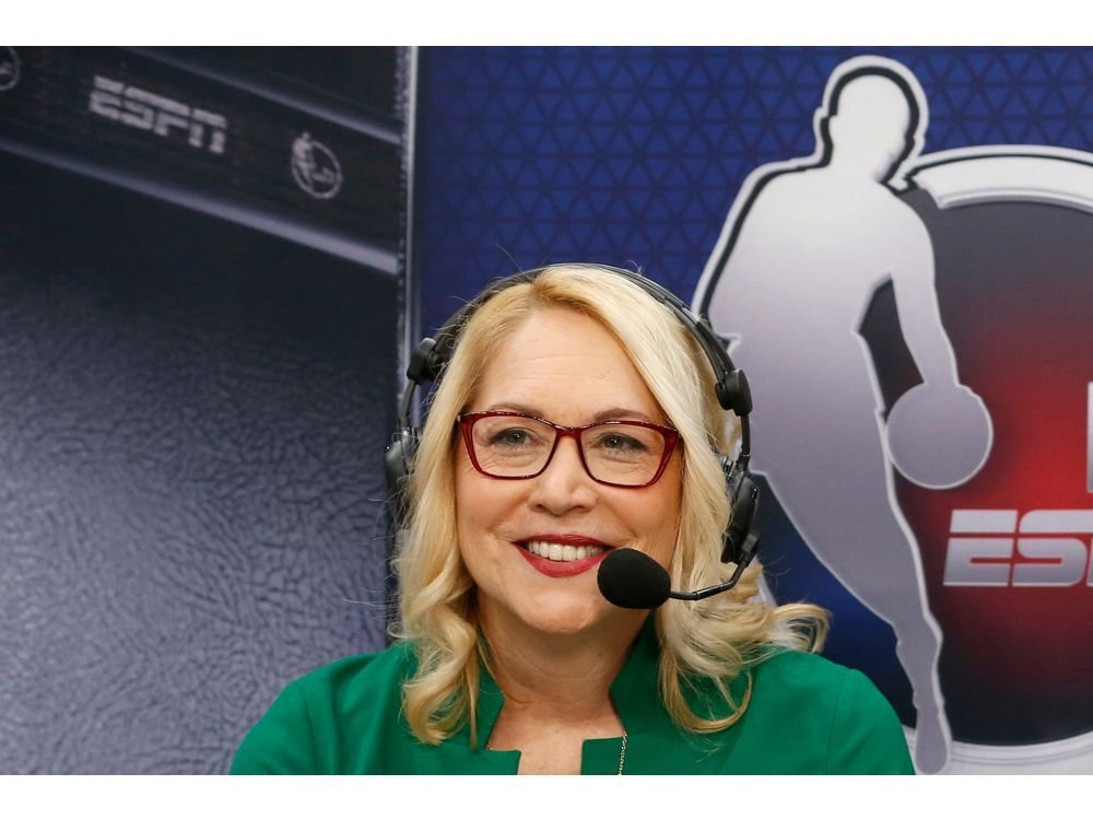 ESPN announcers Doris Burke works before an NBA basketball game between the New Orleans Pelicans and the Dallas Mavericks in Dallas, Wednesday, March 4, 2020.
