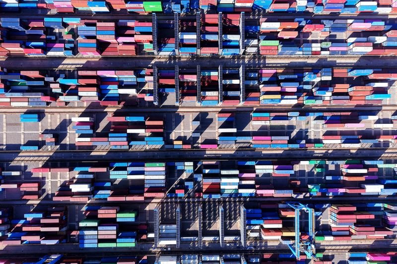 Containers are seen at the port in Qingdao, in China's eastern Shandong province on July 28, 2025.