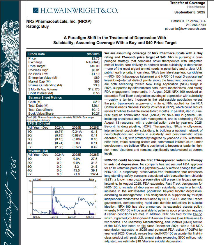 $40-price-target-for-$nrxp-in-h-c.-wainright-analyst-report-on-leader-in-$3-billion-suicidal-depression-market-with-superior-nrx-100-drug-therapy