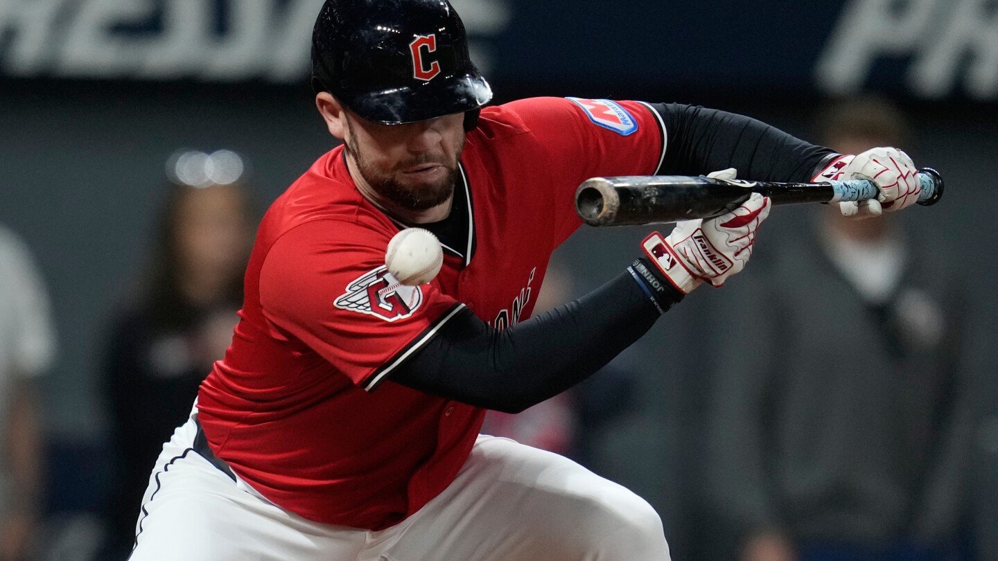 guardians’-david-fry-carted-off-field-after-being-hit-in-face-by-pitch-while-trying-to-bunt