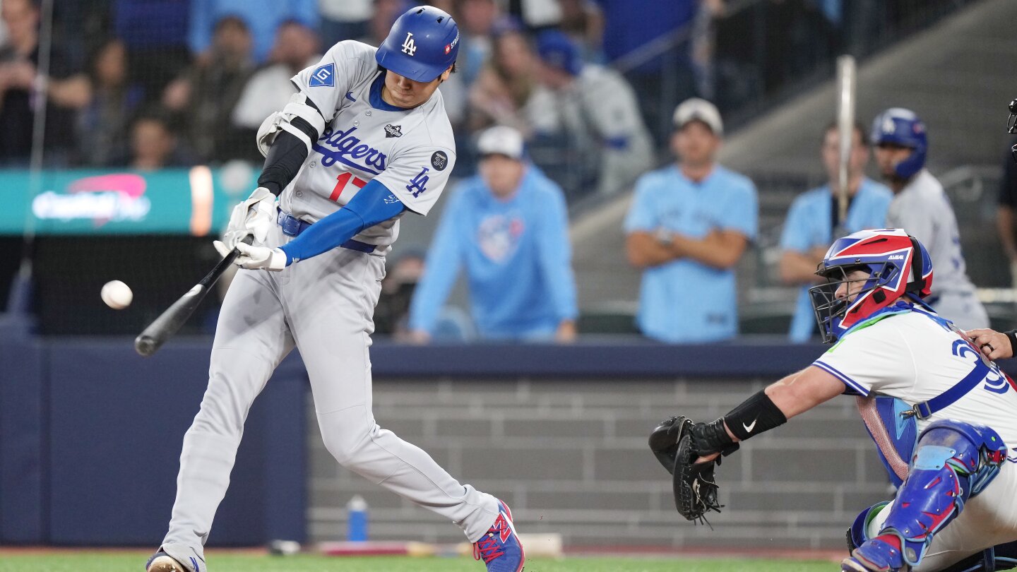 shohei-ohtani-follows-historic-2-way-show-with-world-series-homer,-but-dodgers-routed-by-jays