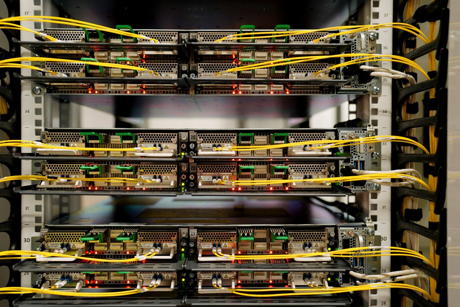 Wiring sits inside of the Data Hall of the Microsoft data center campus, currently under construction, after Microsoft's Vice Chair and President Brad Smith announced a plan to spend $4 billion on an additional artificial intelligence data center, in Mount Pleasant, Wisconsin, U.S., Sept. 18, 2025.  