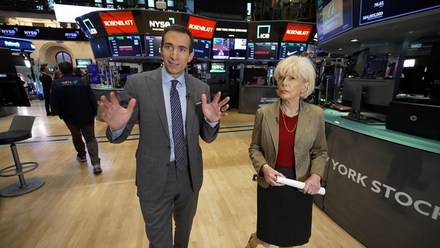 Andrew Ross Sorkin and Lesley Stahl at the NYSE 