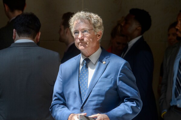 FILE - Sen. Rand Paul, R-Ky., departs following a classified briefing on President Donald Trump's directed strikes on Iranian nuclear facilities last weekend, at the Capitol in Washington, June 26, 2025. (AP Photo/Rod Lamkey, Jr., File)