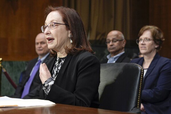 Shira Perlmutter, Register of Copyrights and Director of the U.S. Copyright Office, testifies during a Senate Judiciary Subcommittee on Intellectual Property oversight hearing of the United States Copyright Office, Nov. 13, 2024, on Capitol Hill, in Washington. (AP Photo/Mariam Zuhaib)