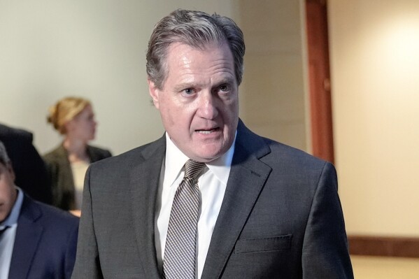 House Intelligence Chair Mike Turner, R-Ohio, speaks with reporters on Capitol Hill, Feb. 15, 2024, in Washington. (AP Photo/Mariam Zuhaib, File)