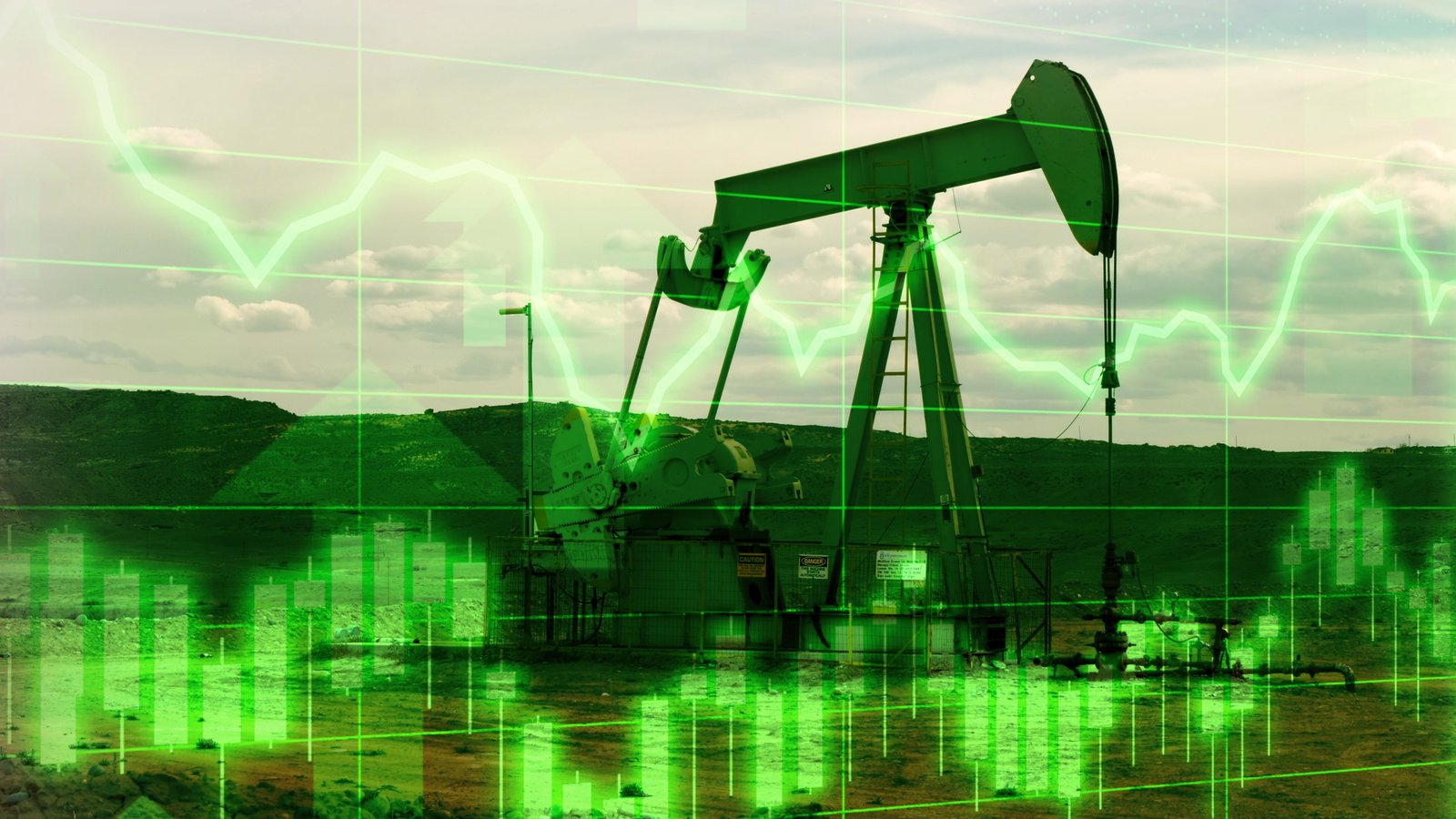 stocks green oil down