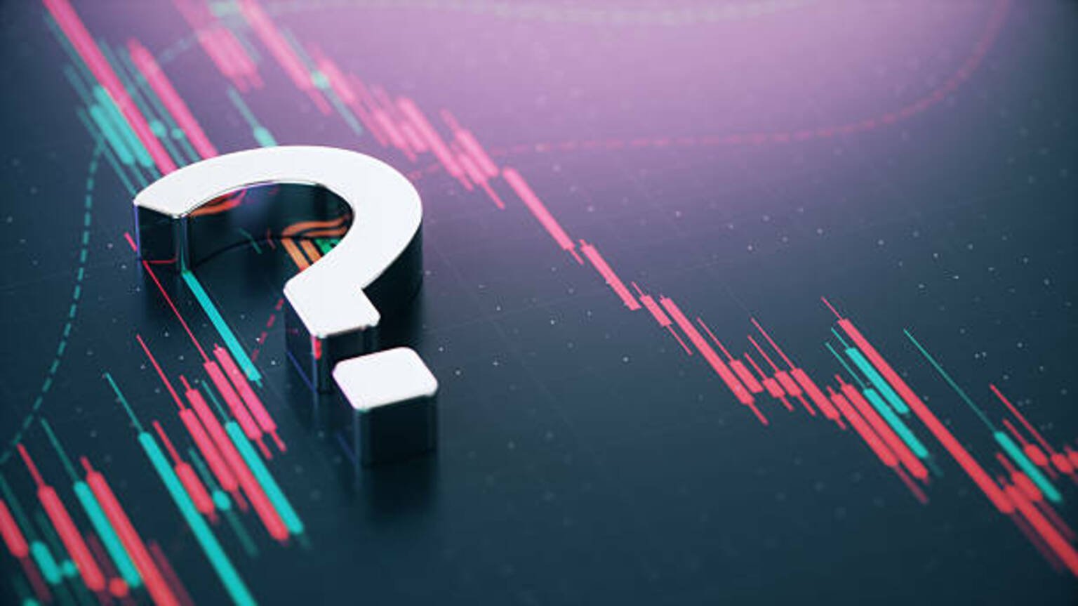 Question Mark Over Financial Chart Background