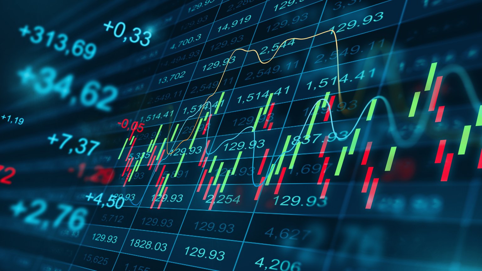 Stock market activity shows price changes and trading movements in real time