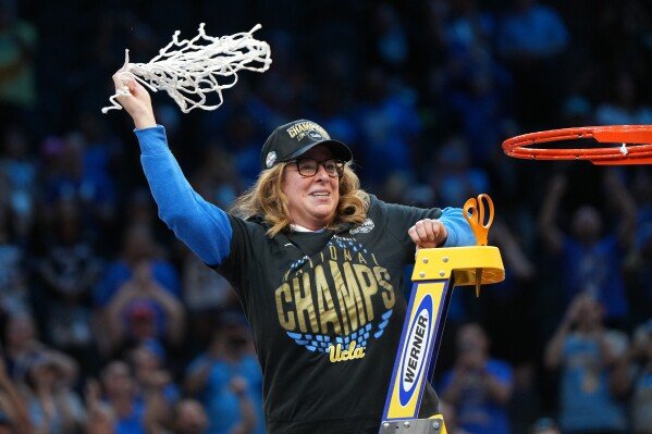 UCLA head coach Cori Close after the women's National Championship Final Four NCAA college basketball tournament game, Sunday, April 5, 2026, in Phoenix. (AP Photo/Rick Scuteri)