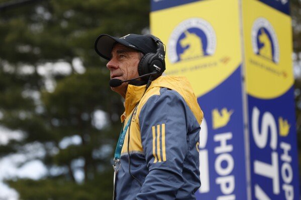 Race director Dave McGillivray stands at the start of the Boston Marathon on April 15, 2024, in Hopkinton, Mass. (AP Photo/Mary Schwalm, File)