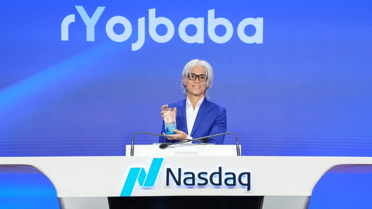 ryojbaba-rings-the-nasdaq-stock-market-opening-bell,-celebrating-its-mission-to-“fight-poverty”-on-the-global-stage
