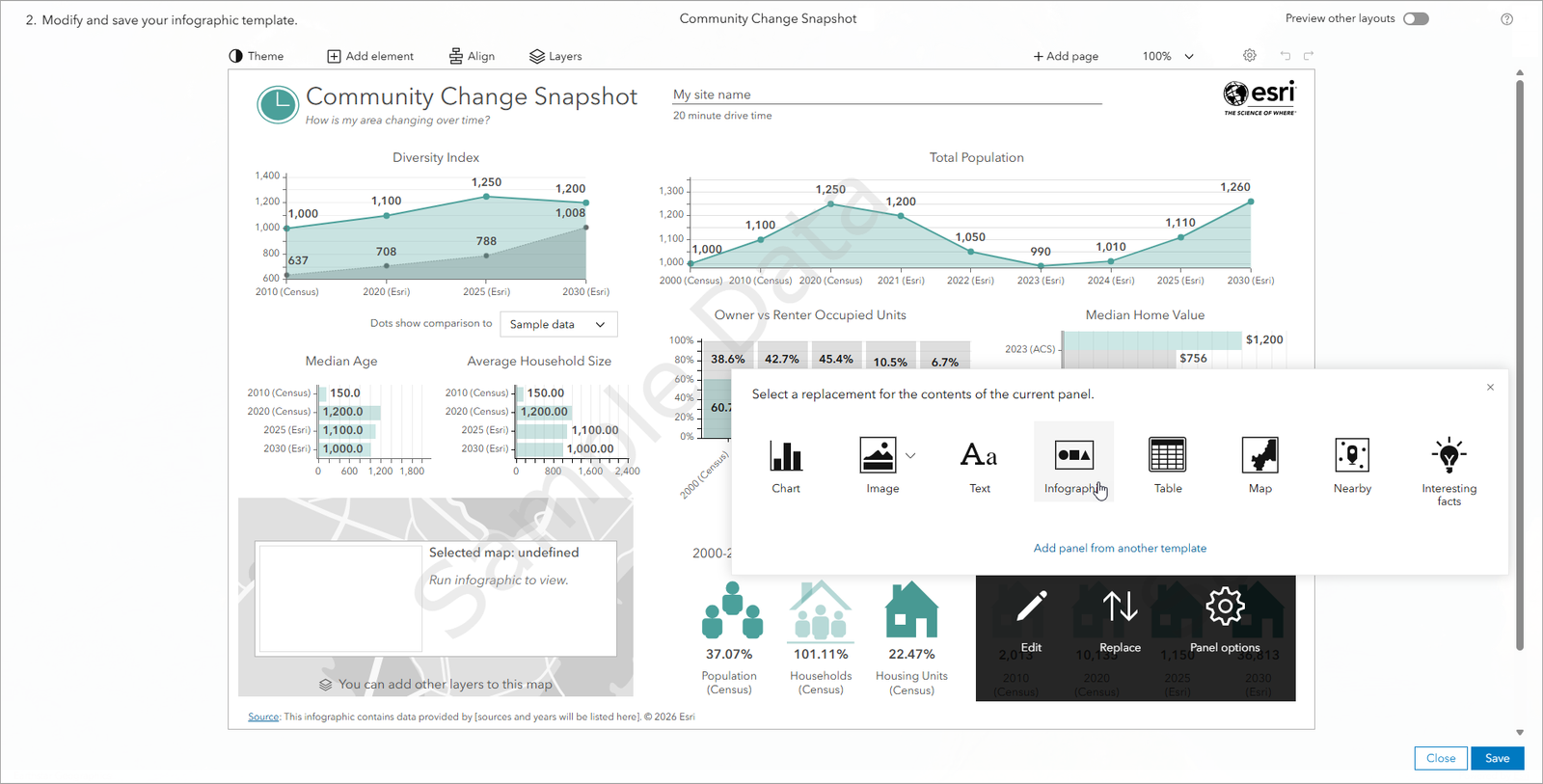 Editing an infographic template