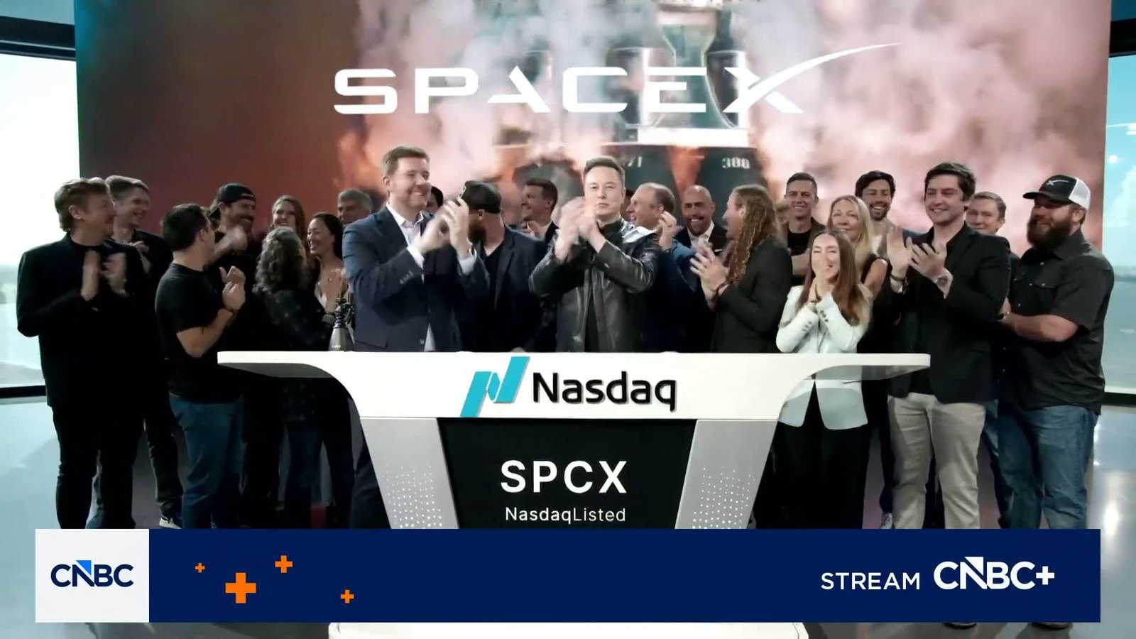 SpaceX rings Nasdaq opening bell ahead of historic market debut