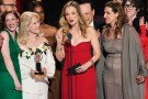 Bess Wohl, center, accepts the award for best play for 