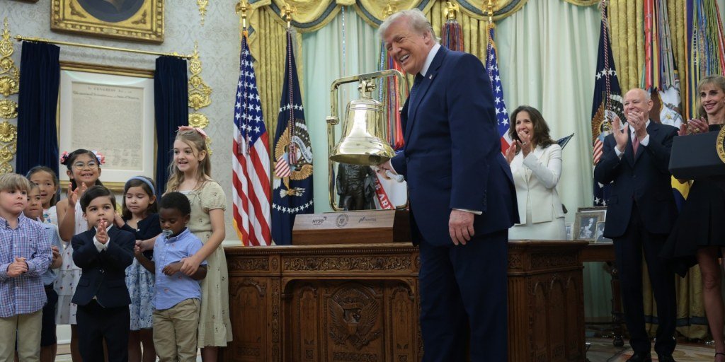 trump-rings-stock-exchange-opening-bell-to-mark-launch-of-trump-accounts